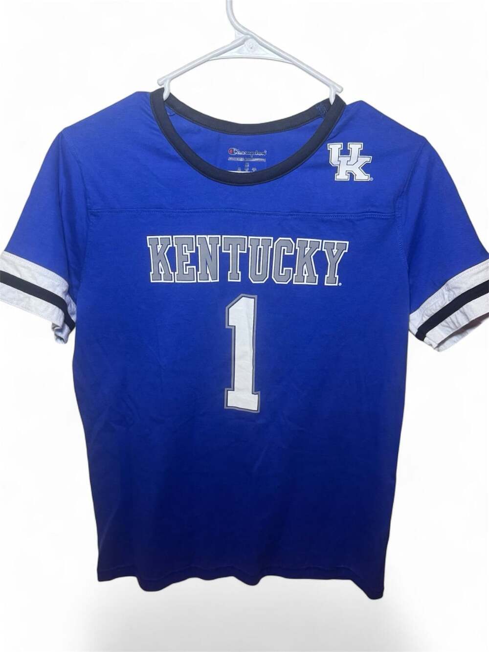 Champion Kentucky Wildcats Women’s M Football Jersey T Shirt #1 Blue NCAA